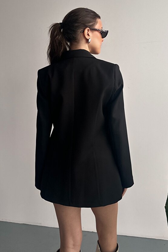 Kadın Düğme Detaylı Oversize Blazer Ceket