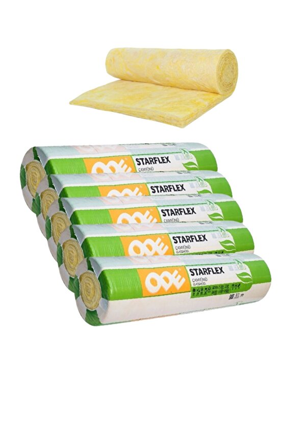 Cam Yünü İzocam Çatı Şiltesi Folyosuz 5 Adet, 10cm Kalınlık, 48m2 Alan Kapatır