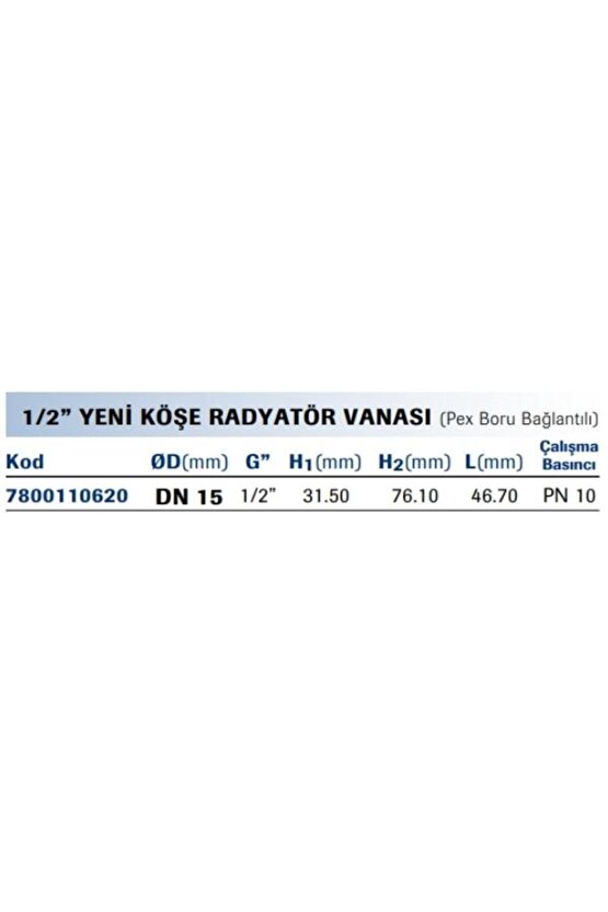 12 PEX Bağlantılı Yeni Tip Radyatör Vanası, PEX Bağlantılı Yeni Tip Petek Vanası