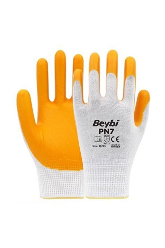 Beybi Pn7 Nitril Sarı Beyaz Eldiven No10 ( 12 Çift )