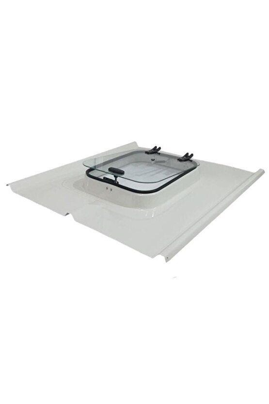 Sandviç Panel Amortisörlü Camlı Çıkış Kapağı - Beyaz