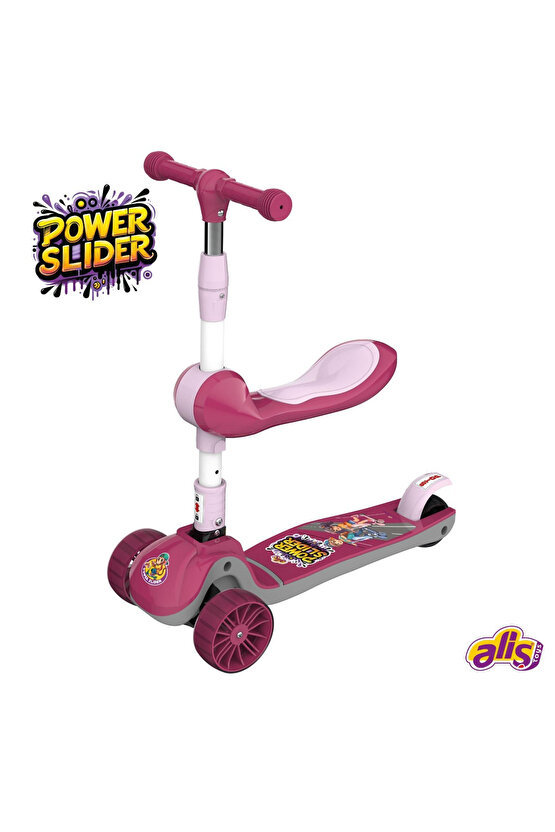 Power Slider Oturaklı Pembe Scooter - 2+ Yaş Çocuklar için Güvenli ve Eğlenceli Scooter