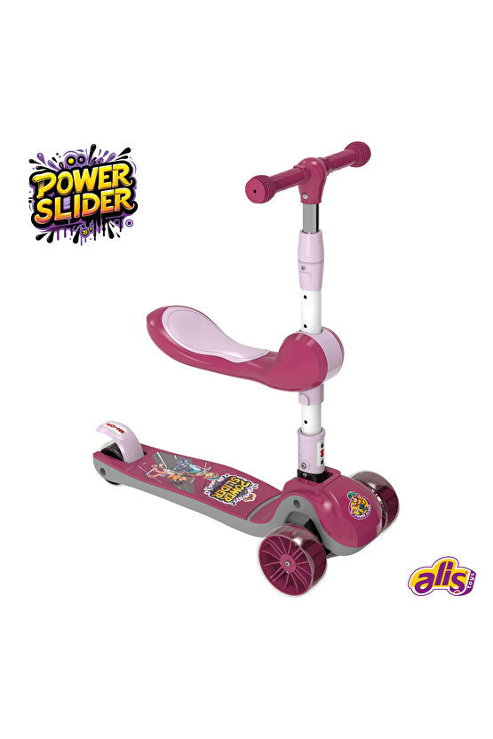 Power Slider Oturaklı Pembe Scooter - 2+ Yaş Çocuklar için Güvenli ve Eğlenceli Scooter