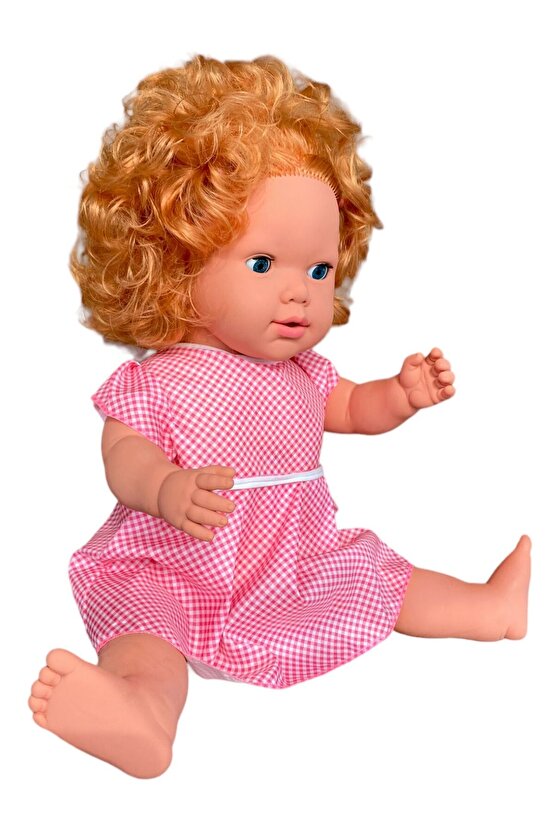 Büyük Boy Türkçe Konuşan Açık Kahverengi Saçlı Et Bebek Oyuncak (60 CM)