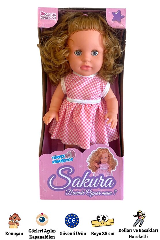 Sakura Kutulu Türkçe Konuşan Kahverengi Saçlı Et Bebek Oyuncak (35 CM)