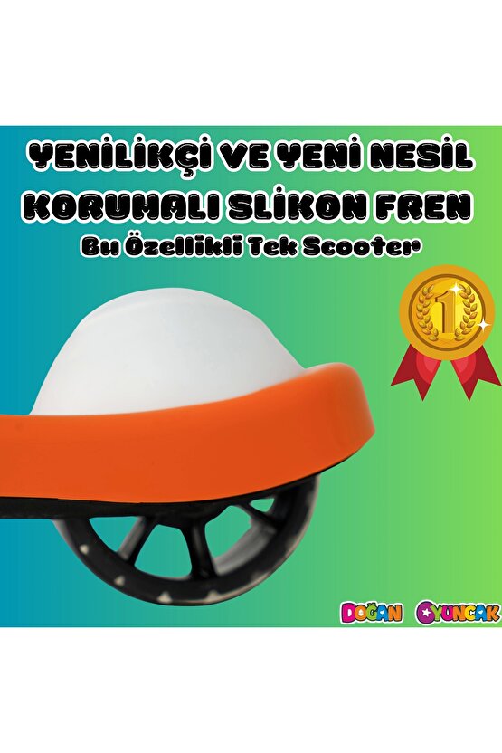 Lupa Katlanabilir Işıklı 3 Tekerlekli Turuncu Scooter - Işıklı Scooter - Slikon Teker Scooter - Çocu
