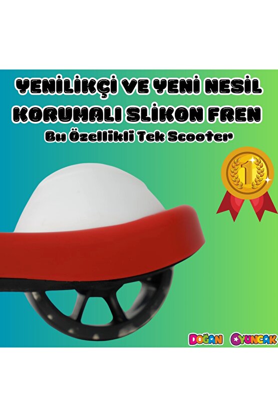 Lupa Katlanabilir Işıklı 3 Tekerlekli Kırmızı Scooter - Işıklı Scooter - Slikon Teker Scooter - Çocu