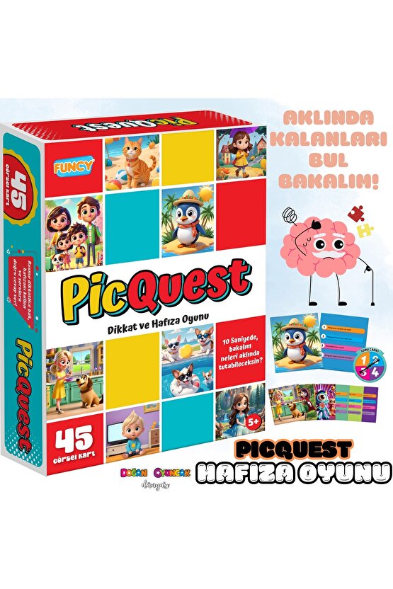 PicQuest Dikkat ve Hafıza Oyunu - Dikkat Aktivite Oyunu - Süper Hafıza Oyunu - Akıl Oyunu Zeka Oyunu