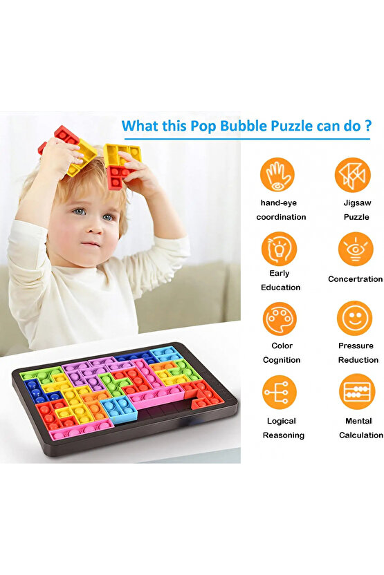Tetris Popit - Puzzle Popit - Slicon Puzzle Building BlocksPopit - Popit Oyuncak - Stres Oyuncak - S