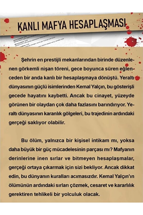 Kanlı Mafya Hesaplaşması Dedektif Oyunu - Dava Çözme Oyunu - Suç Çözme Oyunu - Cinayet Oyunu Cinayet