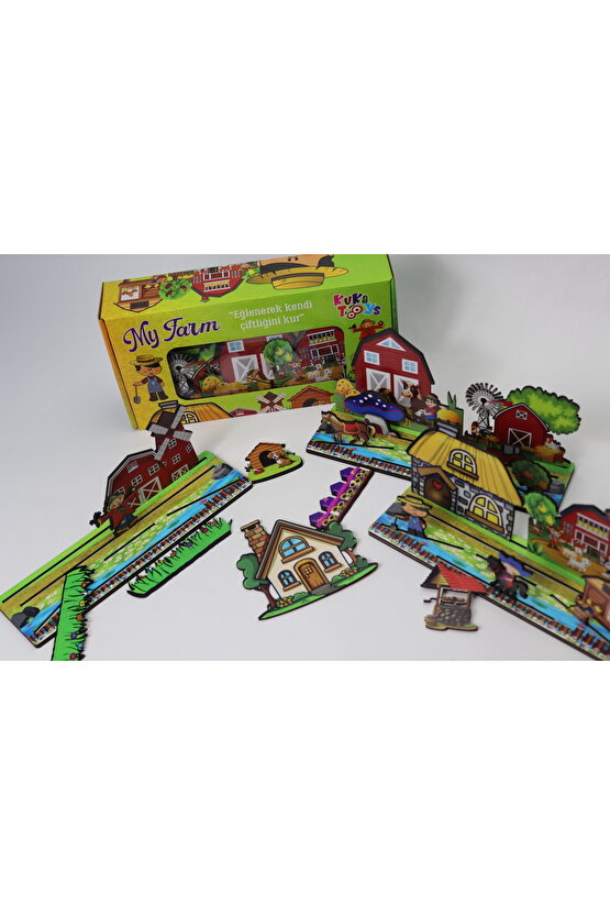 My Farm 24 Parçaahşap Oyuncak Kutu Oyunu Etkinlik Geliştirici Eğlenceli Kendin Çiftlik Kur Puzzle