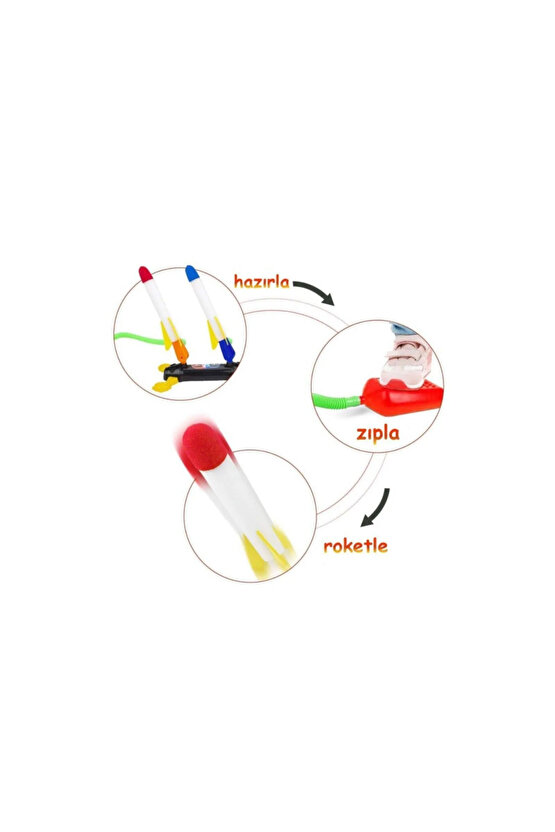 Air Rocket İkili Seti - Roket Oyuncak - 4 Roket Ve Havalı Roketatar - İkili Açık Hava Oyuncağı - Air