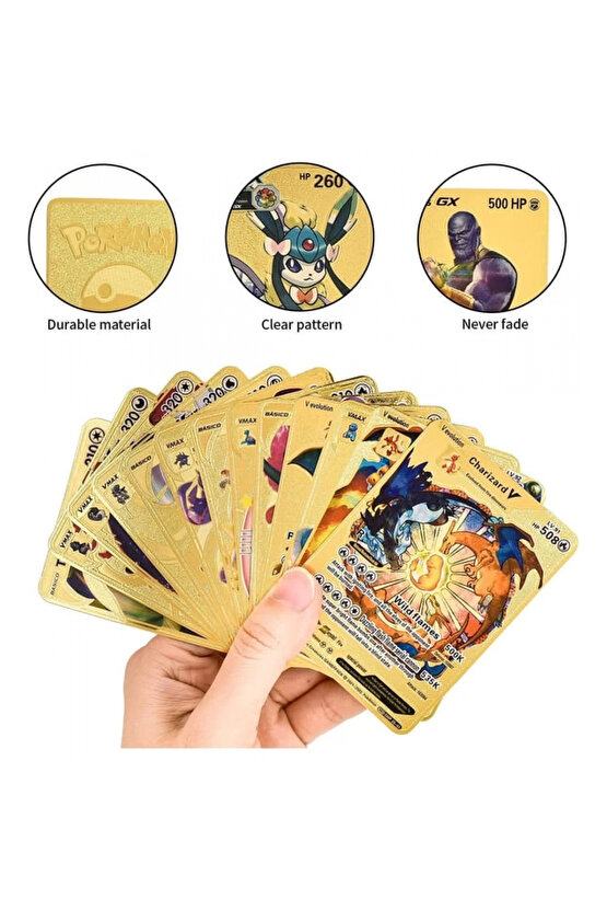 Orijinal Pokemon Kart Gold Serisi 55li Paket - Pokemon Oyun Kartları - Pikachu Koleksiyonluk Kartı