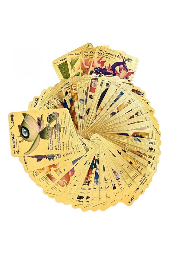 Orijinal Pokemon Kart Gold Serisi 55li Paket - Pokemon Oyun Kartları - Pikachu Koleksiyonluk Kartı