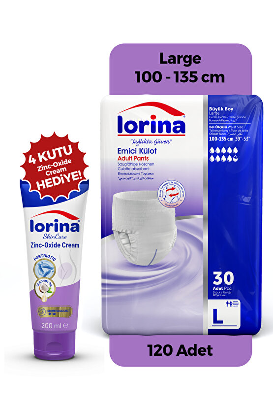 Emici Külot Hasta Bezi Large 120 Adet - Bariyer Kremi Hediyeli