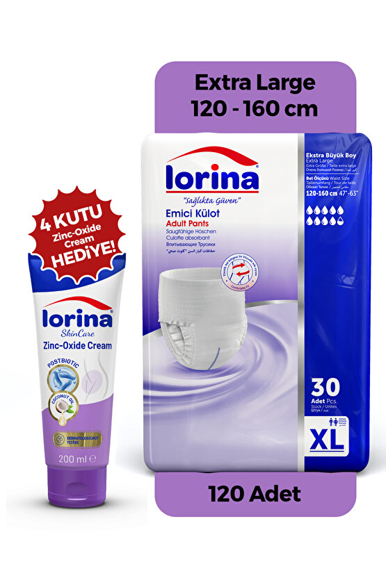 Emici Külot Hasta Bezi Xlarge 120 Adet - Bariyer Kremi Hediyeli