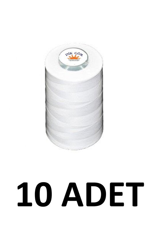 KOZALI MARKA 10 Adet 120 Numara Beyaz Polyester Dikiş İpliği 5000 Metre
