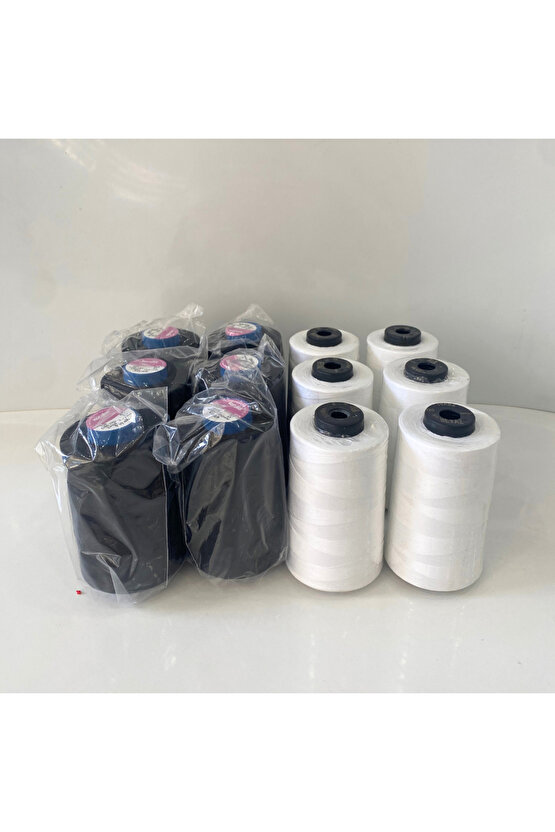 12li Set Dikiş Ipliği 120 No Polyester siyah beyaz dikiş ipi