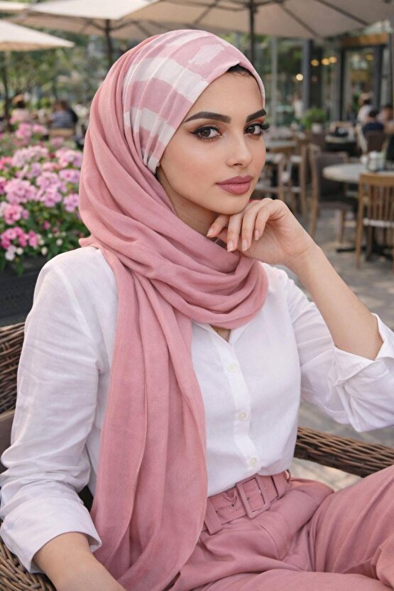 Pudra Desenli Bone Hazır Şal