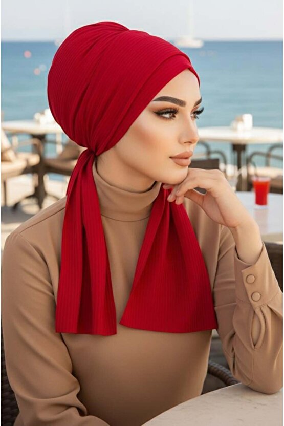 Açık Bordo Atkılı Bone