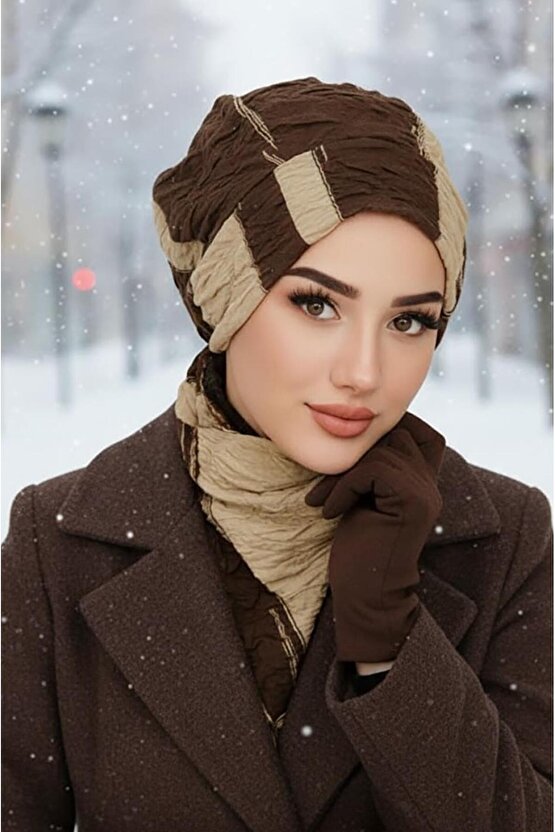 Kahve Bej Kapitone Tesettür Bere Ve Etol Takım