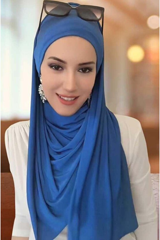 Petrol Mavi Bandana Bone Şal