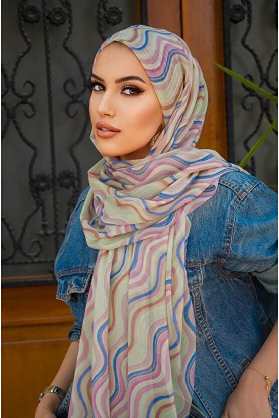 Soft Renkler Helezon Desenli Bone Hazır Şal