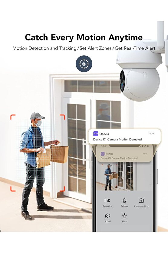 Sensörlü, Dış Mekan Akıllı Güvenlik Kameras, Elektrikle Çalışır, Su Geçirmez, Telefonla İzlenebilir