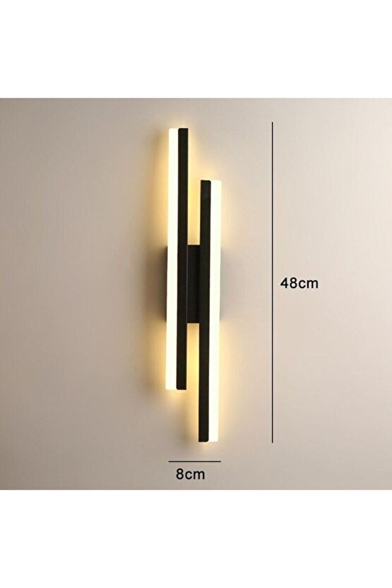 2 Adet Elektrikle Çalışır, 12 Watt , 3000 Kelvin Gün Işığı Led Aplik, İç Merkan Led Duvar Armatürü