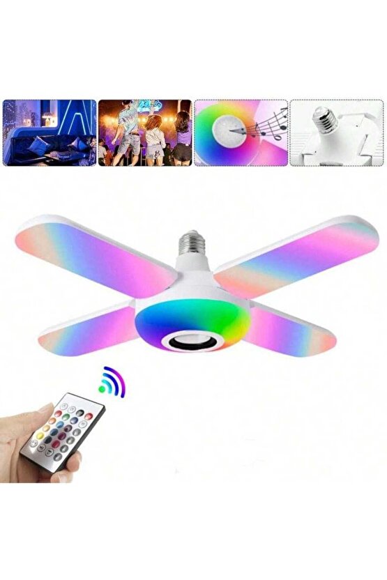 36 Watt, Bluetooth Müzik Çalar, RGB Çok Renkli, Kumandalı Led Ampul, Genç Odası Ampulü, Disko Ampul