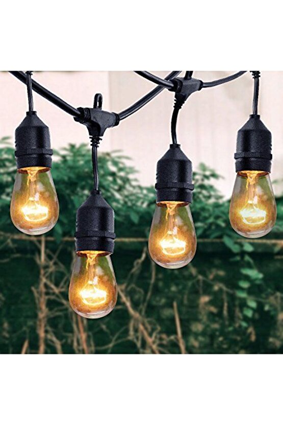 5 Metre 10 Duylu Eklenebilir Sıralı Bahçe, Kafe, Teras, Balkon Armatürü IP64 İç Dış Mekan (Ampulsüz)