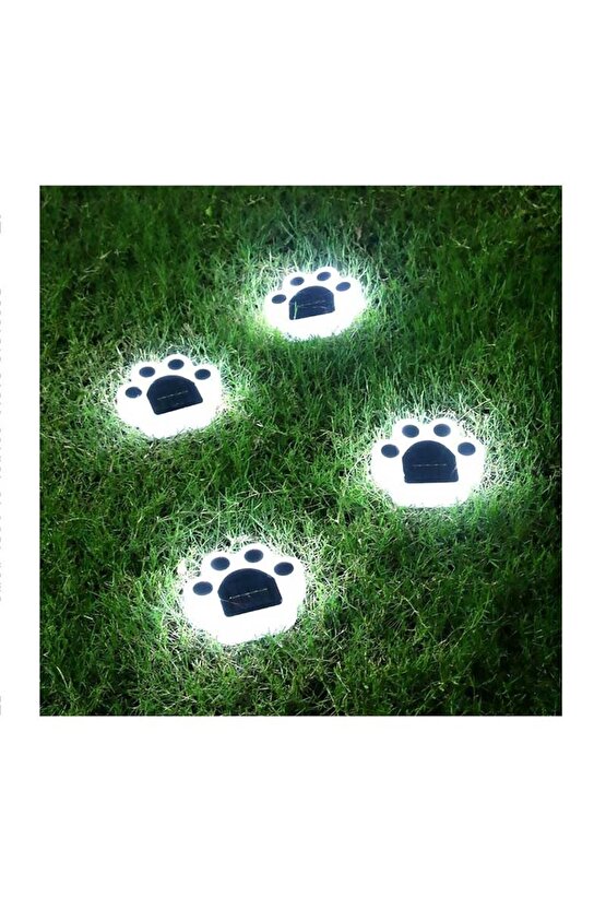 4 Adet Güneş Enerjili, 5 Watt 6500 Kelvin Beyaz Işık Solar Çim, Duvar, Merdiven İçin Pati Aplik