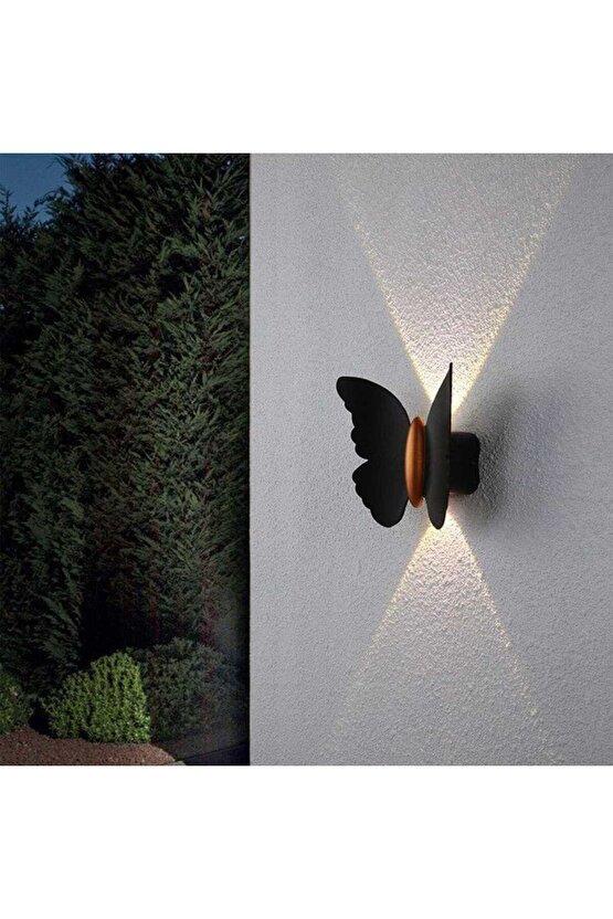 2 Adet Elektrikle Çalışır, 6 Watt Amber Işık Ledli Kelebek Duvar Aplik İç ve Dış Mekan IP65 Aplik