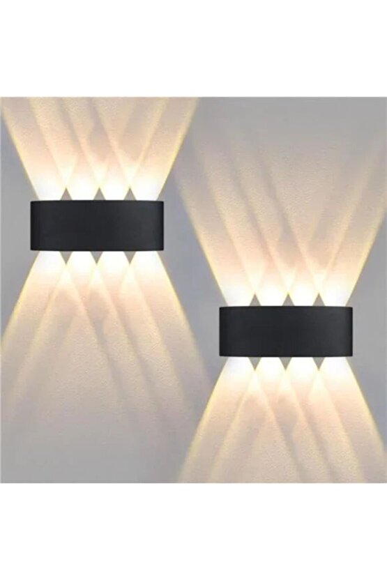 2 Adet 15 Watt, Amber Işık Ledli Çok Kaliteli İç ve Dış Mekan Aydınlatma Armatürü Bahçe Duvar Apliği