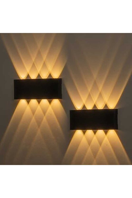 2 Adet 15 Watt, Amber Işık Ledli Çok Kaliteli İç ve Dış Mekan Aydınlatma Armatürü Bahçe Duvar Apliği