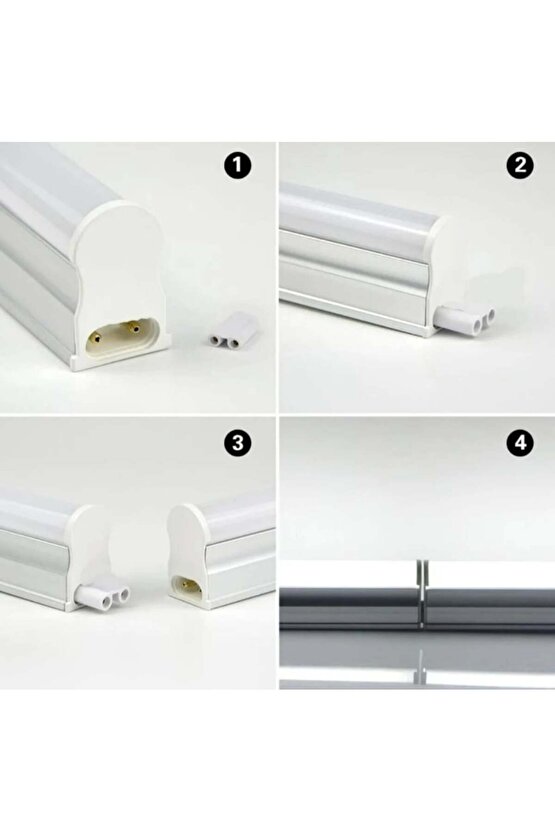 1 Adet 60 Cm, 9 Watt Gün Işığı Ledli Eklenebilir T5 Bant Armatür, T5 Armatür, Tavan, Duvar Armatürü