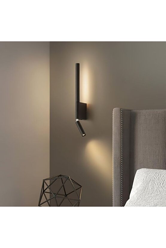 6+3 Watt, Döner Direk, Oynar Başlıklı Led Yatakbaşı Armatür, Led Duvar Aplik, Modern Yatakbaşı Aplik