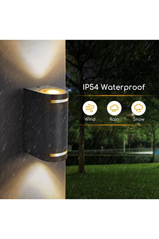 Alüminyum Çift Yönlü, Elektrikle Çalışır İç ve Dış Mekan Bahçe Balkon Salon Apliği (AMPULLER HARİÇ)