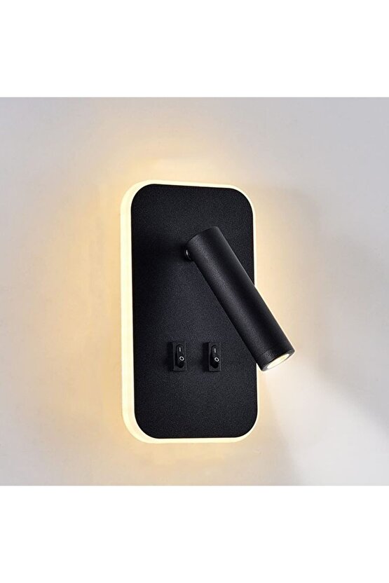 Elektrik Bağlantısı İle Çalışır Oynar Başlı, 3000 Kelvin Günışğı Ledli Duvar Aplik, Yatak Başı Aplik