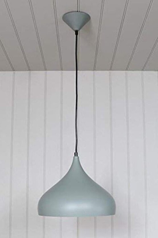 Modern Metal Sarkıt, Salon, Hol, Mutfak Avizesi, Gri Renk Metal Avize, 36 Cm Çapında Metal Avize