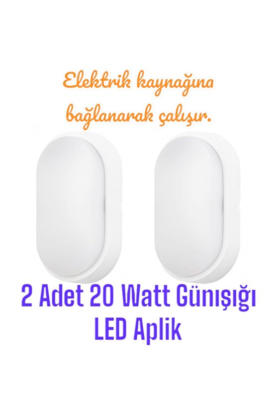 2 Adet 20 Watt GÜNIŞIĞI Ledli Nemli Alan, Dış Mekan, Bahçe, Banyo, Teras, Balkon, Kamelya Apliği