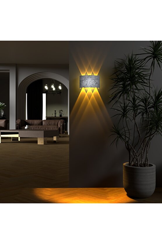 Uranüs Mermer Desen Kasa Amber Işık Ledli Dekoratif Işık Süzmeli Iç Dış Mekan Lüks Modern Aplik