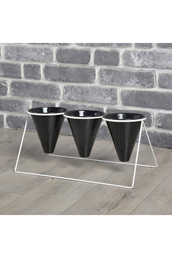 Vıpclass 3 Saksılı Metal Çiçek Standı - Saksılar Dahil - Vbs