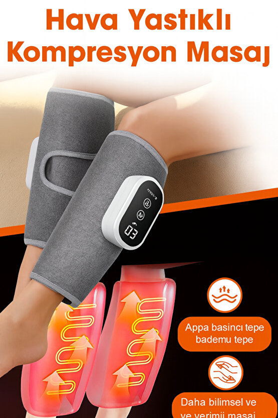 Kablosuz Hava Basınçlı Masaj Aleti 3 Mod+3 Seviye Şarjlı Bacak Baldır Kol Ayak Masaj Cihazı 2’li Set