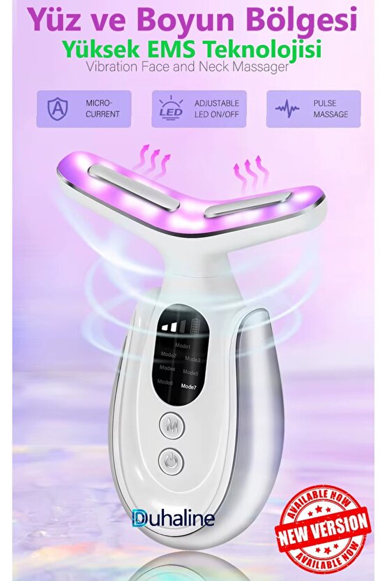 Yeni Nesil 7 Modlu LED Işıklı & EMS Mikro Akımlı Yüz Masaj Kırışıklık Gıdık Giderici Güzellik Cihazı
