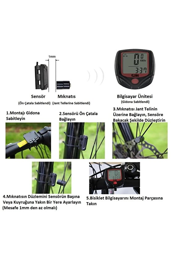 Bisiklet Motosiklet Kilidi Anahtarlı Çelik Kilit+KM Hız Göstergesi + LED Lazer Işık Hediye FULL SET