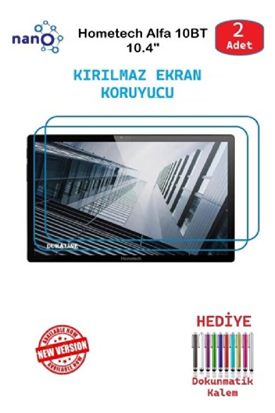 Hometech Alfa 10BT 10.4 İçin Uyumlu Nano Ekran Koruyucu 9h Esnek 2 ADET