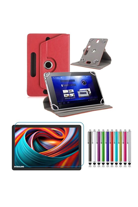 Casper VIA S50 11 için Standlı Tablet Kılıfı + Kırılmaz Ekran Koruyucu+Dokunmatik Kalem