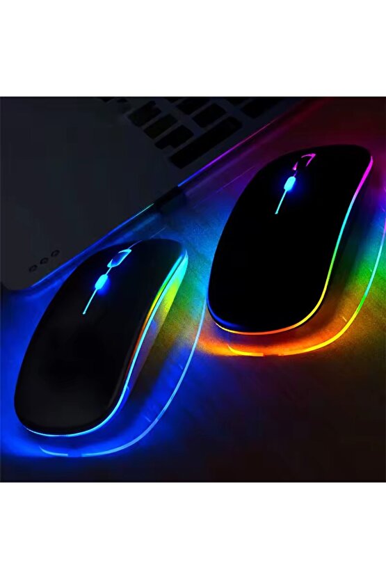 Samsung Tab S9 Ultra SM-X910 14.6 Tablet İçin RGB LED Işıklı Bluetooth+2.4Ghz Kablosuz Şarjlı Mouse