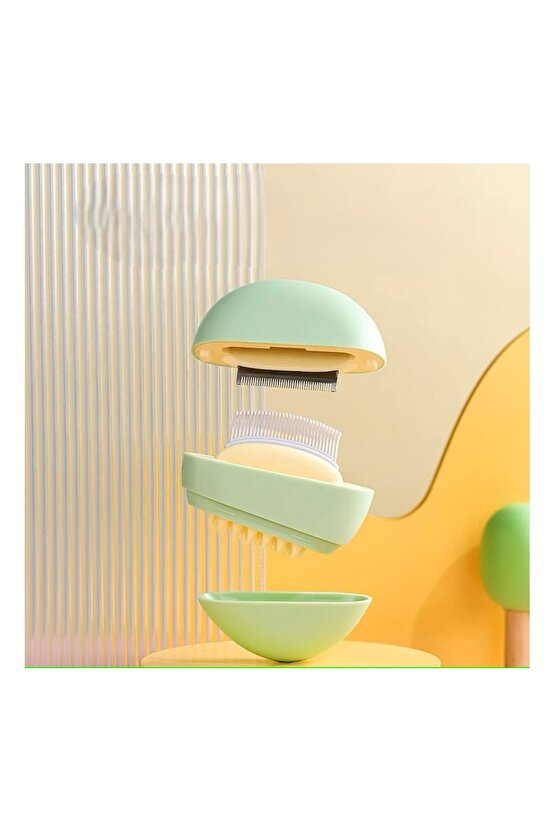 Kedi Bakım Tarağı Temizleme Fırçalı, Masaj Etkili Tüy Dökme Önleyici Tarak 3’ü 1 Arada